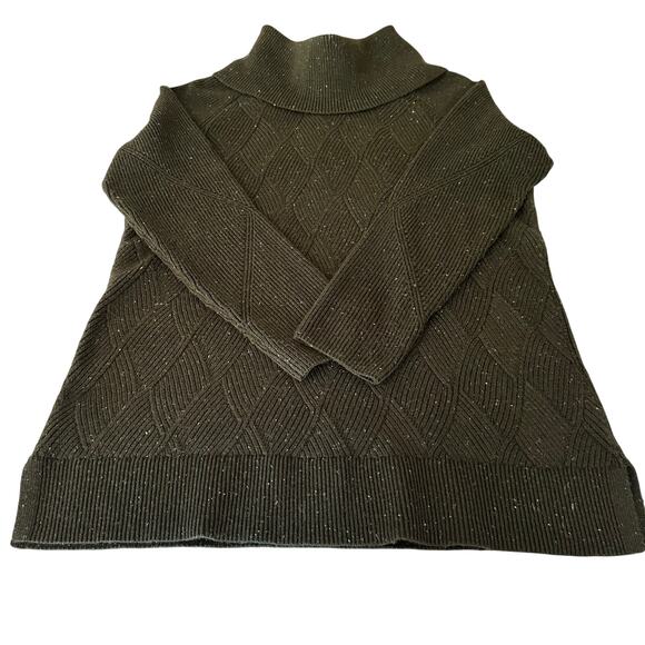 Talbots Sweater Plus X Dark Sage Patterned Loose chunky turtle hip length - Picture 3 of 9